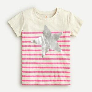 J.Crew Girls' Short-Sleeve Foil Star T-Shirt In Stripe Large AV179
